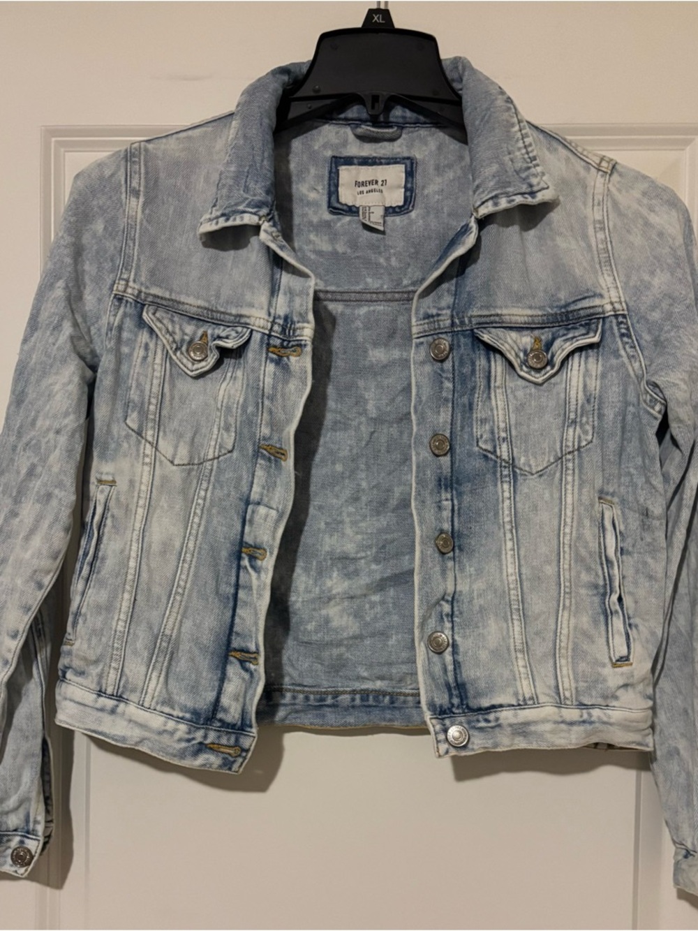 Forever 21 Acid Wash Light Blue Denim Jacket